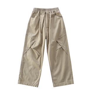 男童薄款纯棉宽松直筒裤2026夏季新款中大童纯色休闲裤长裤子6648