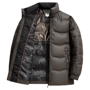 百胜狐90白鸭绒立领云朵泡芙皮质羽绒服男加肥加大胖子保暖冬外套