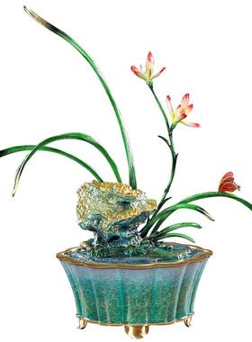 《义结金兰》兰花铜摆件送朋友礼