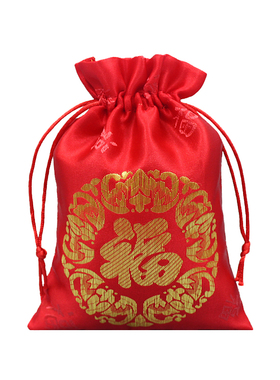 红色束口锦缎福袋定制现货批发
