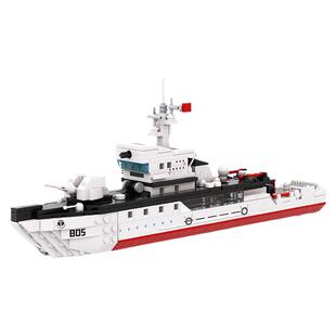 万格积木军事扫雷舰国产小颗粒儿童益智拼装积木模型男孩玩具礼物