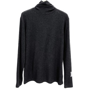 元熙678高领加绒加厚上衣女秋冬新款坑条弹力显瘦纯色长袖打底衫