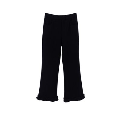 木耳花边微喇九分休闲裤