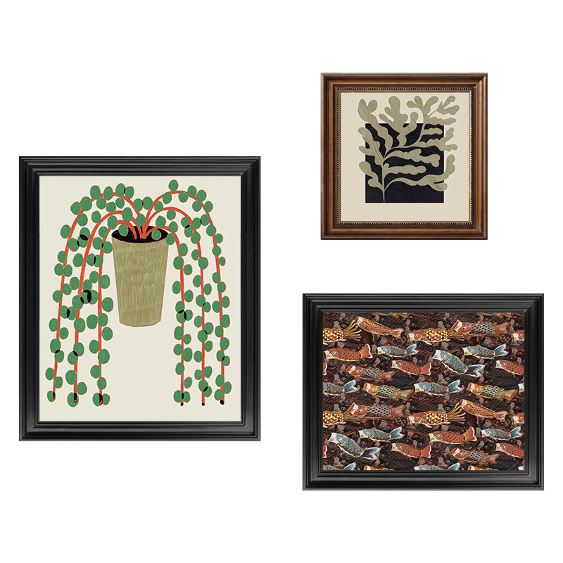 中古风沙发背景墙装饰画高级感黑色框法式壁画客厅书房咖啡厅挂画