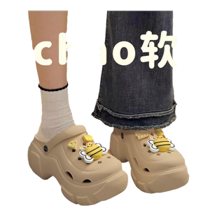 小码女鞋夏季厚底增高凉鞋2025新款矮子乐洞洞鞋34外穿33高跟拖鞋