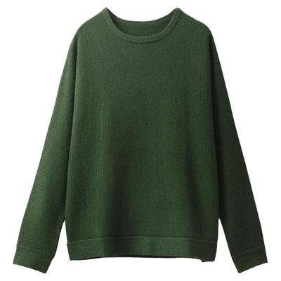 针织人纹纯山羊绒宽松女套衫毛衣