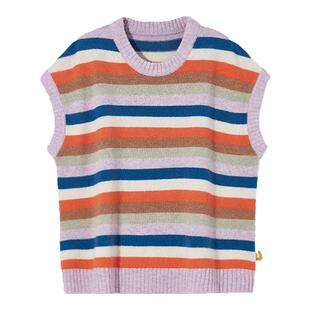 棉叔叔自订UPW纱多色彩条100%全羊毛男女儿童中大童毛衣 童装背心
