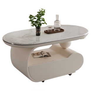 现代简约小户型可移动茶几微晶石轻奢高级感家用客厅沙发边几边柜