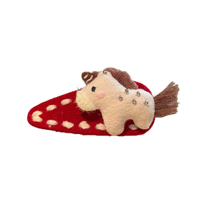 新年可爱红色布艺小马发夹女侧边发卡碎发刘海夹子慵懒风百搭头饰