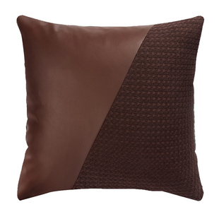 高档千鸟格拼皮沙发抱枕样板间客厅靠枕别墅酒店装饰靠垫ktv抱枕