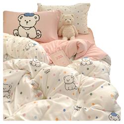 ins卡通小狗四件套水洗棉床上用品被套被罩床单学生宿舍三件套4