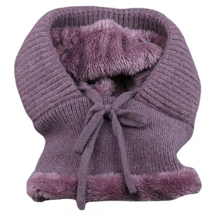 加绒加厚围脖帽子两用女冬天防寒保暖妈妈毛线帽户外骑行防风帽子