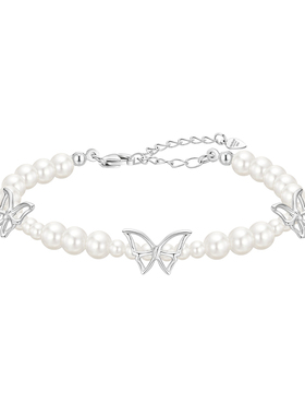 手链潮色绘纯银蝴蝶手链女