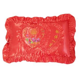 新款四季刺绣枕套贡缎绣花时尚荷叶边居家宿舍床品单人枕套一对装