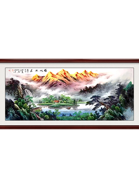 国画手绘真迹背靠金山水画装饰画