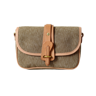 荣轻复古密织帆布小方包胡椒盐布配皮斜挎手机包便携迷你邮差包女