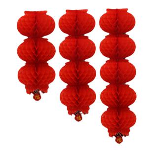 塑纸三四五连串蜂窝红灯笼春节日元旦喜庆商场装饰大红中式灯笼串