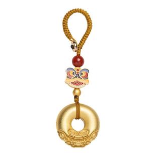 沙金黄铜貔貅平安扣钥匙扣女汽车挂件高档实心男新款挂饰锁匙链绳