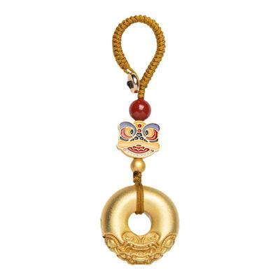 精美黄铜貔貅平安扣钥匙挂件