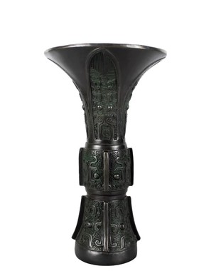 黄铜工艺品摆件商务礼品 仿古商朝酒器青铜器商觚圆觚