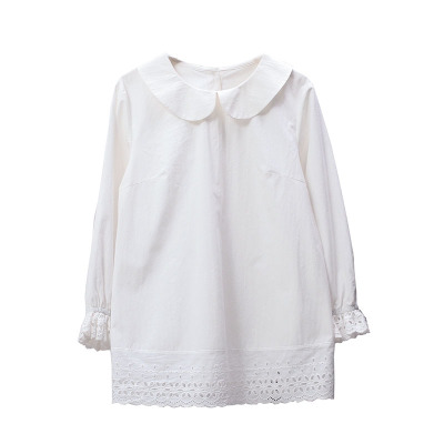 宽松法式长袖棉打底衫娃娃领大码