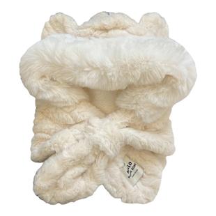 可爱小熊耳朵毛绒帽围巾一体女冬季韩版百搭显脸小保暖护耳雷锋帽