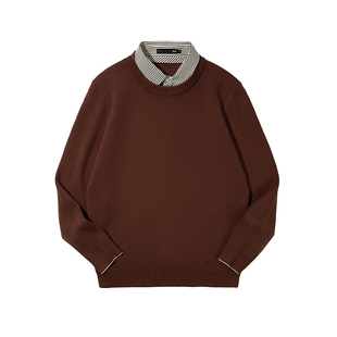 HLA/海澜之家中华龙加厚长袖针织衫2025秋冬新款加绒假两件上衣男