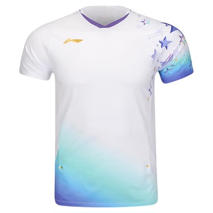 李宁羽毛球服新款中青队大赛服男女专业比赛短袖速干透气AAYV041