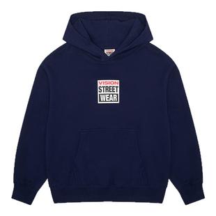 VISION童装 美式复古经典印花抓绒连帽套头卫衣男女儿童25冬季新
