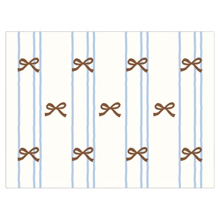 中古风条纹蝴蝶结西餐垫防水防油防烫免洗高级感隔热桌垫小块杯垫