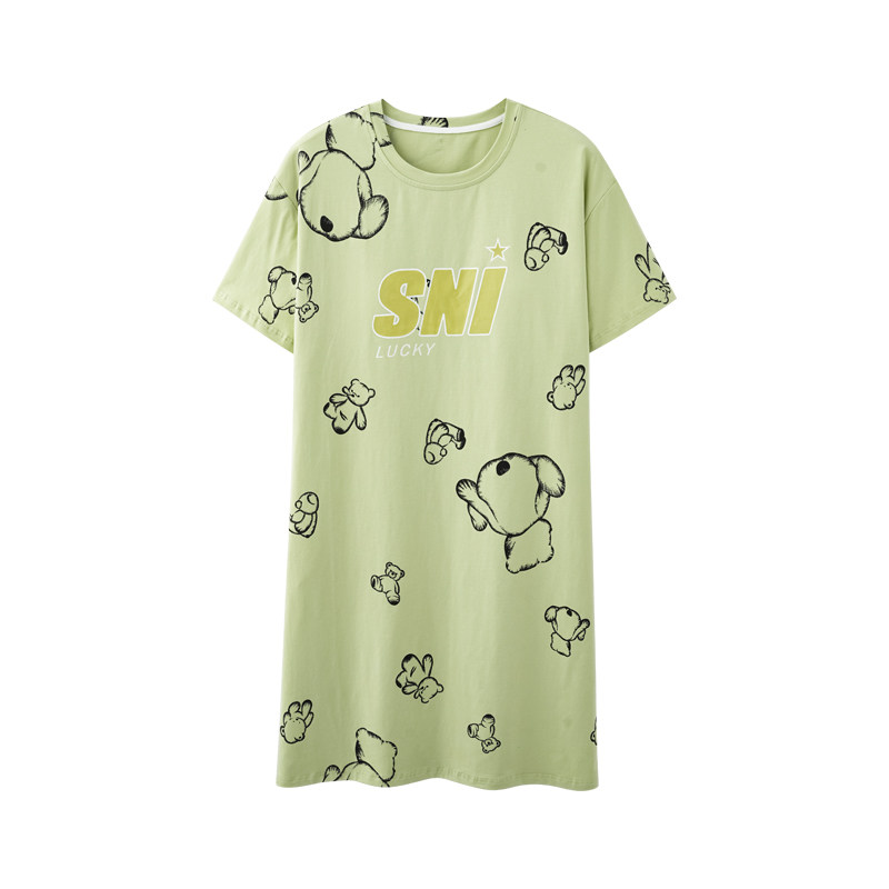 可外穿休闲宽松纯棉质短袖睡裙夏季睡衣女款连衣裙全棉家居服裙子