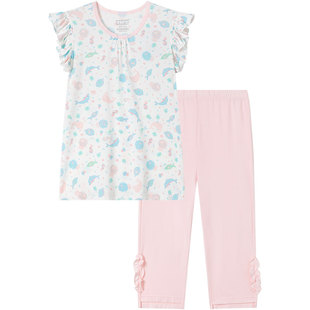 SCHIESSER舒雅童装女童莫代尔梦幻海底世界印花家居服套装22518H