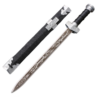 国风短汉剑便携古风儿童如意龙纹小剑防身兵器金属模型摆件未开刃