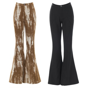 APOZi collection【澹澹系列】2026黑色高腰修身垂感两色喇叭裤