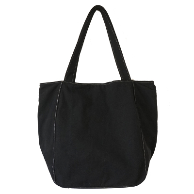 sobag简约日系大容量黑色帆布包