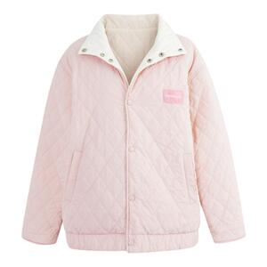 YUZI鱼子上衣菱格双面穿加绒棉服大码女装微胖mm显瘦遮肉韩系外套