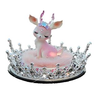 一路平安鹿汽车内装饰品摆件中控台车载用品镶钻车上女神款高档女