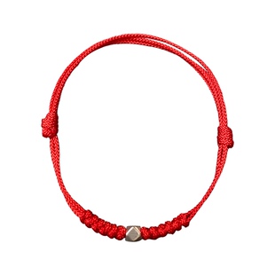 【安】年  平平安安又一年 本命年红绳纯银925银珠手链手绳情侣女