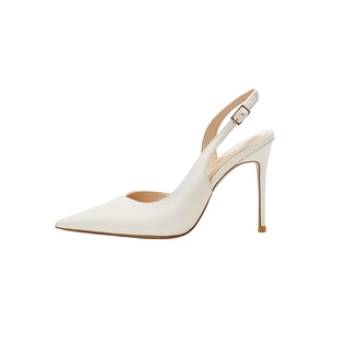 新品显瘦尖头后空高跟鞋女细跟浅口侧空单鞋气质后绊带包头凉鞋女