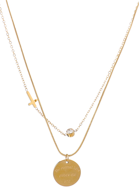 双层叠戴钛钢项链女款