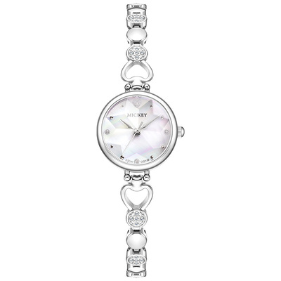 迪士尼手表女款轻奢小众高级感时尚气质圆盘女士手表通勤钢带腕表