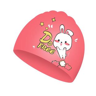 儿童泳帽女童长发防水不勒头护耳印花硅胶加大尺寸可爱游泳帽泳镜