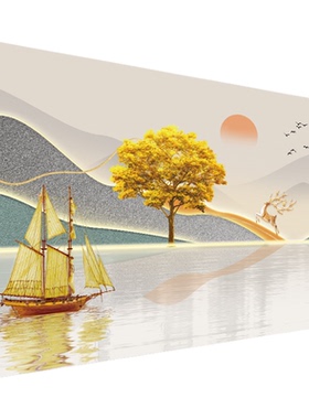 省心客厅中式定制防水防污山水画