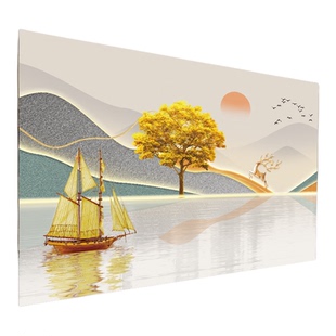 山水画水墨装饰画3d立体墙纸客厅自粘墙画贴画背景墙墙布定制壁画