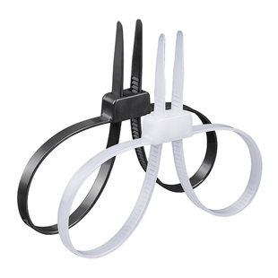 自锁式双扣尼龙扎带12X700双孔双头捆绑塑料卡扣固定束线带黑白色