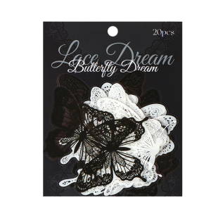 黑白蕾丝贴纸ins高颜值镂空蝴蝶爱心边框素材手帐照片diy装饰贴画