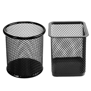 网格笔筒金属多功能儿童男孩女孩大容量装圆形可爱韩国学生创意桌面简约网纹收纳笔桶超大文具办公室批发