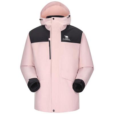 骆驼户外岩野冲锋衣女款三合一外套抓绒内胆可拆卸两件套登山服男