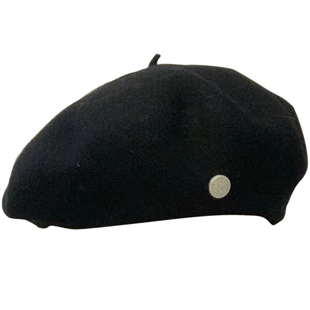 百搭韩版黑色羊毛呢贝雷帽女秋冬ins复古金属标显脸小画家帽子潮