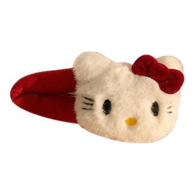 红色猫咪蝴蝶结kitty毛绒发夹